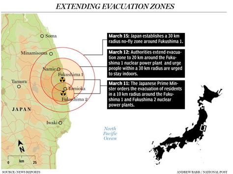 Map: Expanding evacuation zones around Fukushima nuclear power plan | National Post