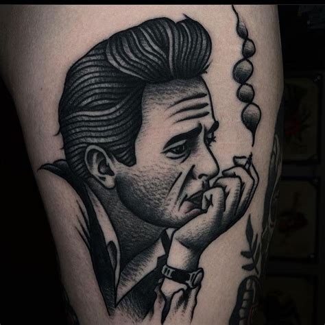 Johnny Cash Portrait Tattoo by Shane Miller | Johnny cash tattoo traditional, Johnny cash tattoo ...