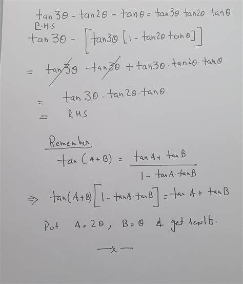 Prove that : tan 3 theta - tan 2 theta - tan theta = tan 3 theta tan 2 theta tan theta. - Brainly.in