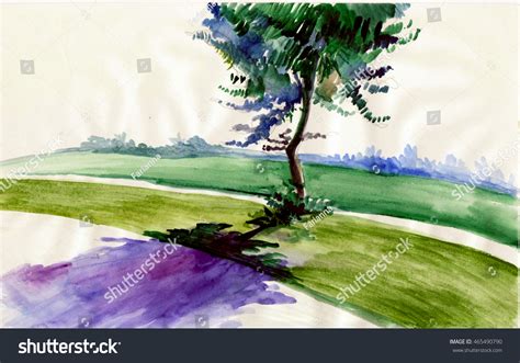 Watercolor Painting Illustration Colored Poster Wallpaper Stock Illustration 465490790 ...