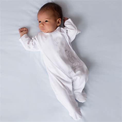 Sofija - White Cotton Babygrow | Childrensalon