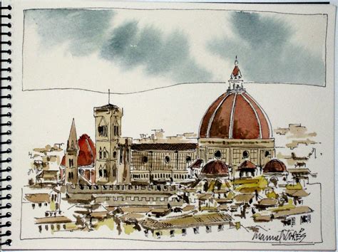 FLORENCIA DESDE SAN MINIATO AL MONTE | Arquitectura de acuarela, Pinturas en acuarela paisajes ...