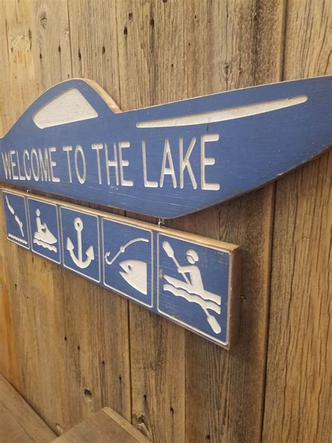 Welcome to the Lake Engraved Wood Sign, Lake House sign, Boat Dock, Marina, Boat sign ...