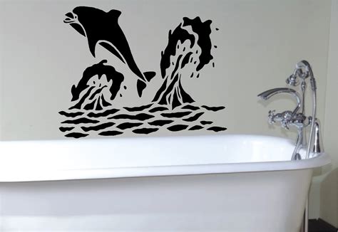 Dolphin stencil style wall art sticker decal bathroom | eBay