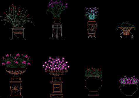 Flowers Pots DWG Block for AutoCAD • Designs CAD