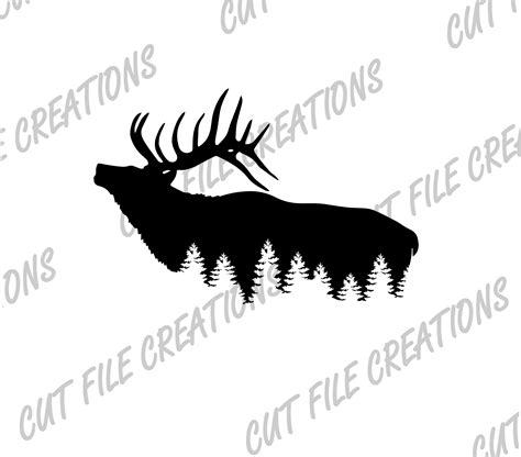 Bull Elk Silhouette Clip Art