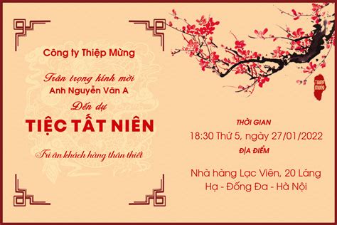 Mẫu Thư Mời Tham Dự Tiệc Tất Niên 2022 - CungDayThang.Com