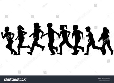 Black Silhouettes Children Running Stock Vector (Royalty Free) 1570386616 | Shutterstock