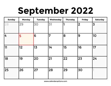 September 2022 Calendar With Holidays – Calendar Options