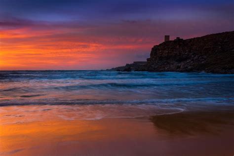 Ghajn Tuffieha, Malta, at sunset (OC) [1024x683] • /r/EarthPorn | Sunset, Watch tower, Sunset colors