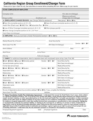 Fillable Online cityofberkeley Kaiser Enrollment and Change Form - City of Berkeley Fax Email ...