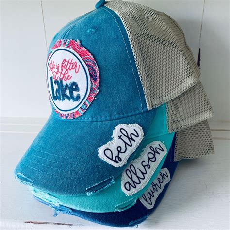 Personalized Raggy Patch Hat Lake House Girls Trip | Hats, Girls trip, Patches