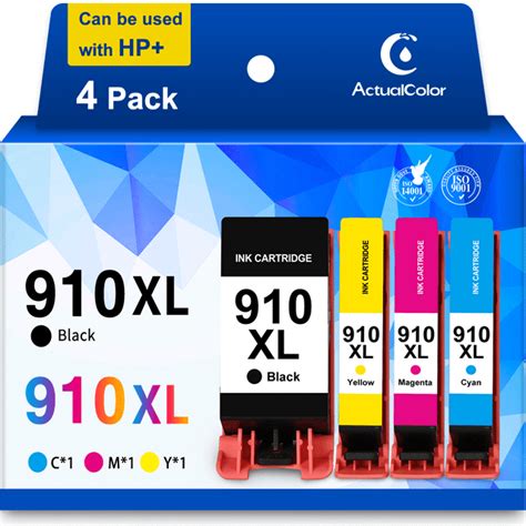 4-Pack 910XL Ink Cartridges for HP OfficeJet Pro 8015e, 8022, 8025, 8035 Printers (Black, Cyan ...