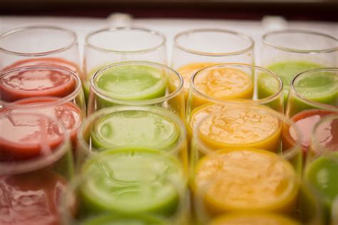 smoothies and fruit juice in glasses