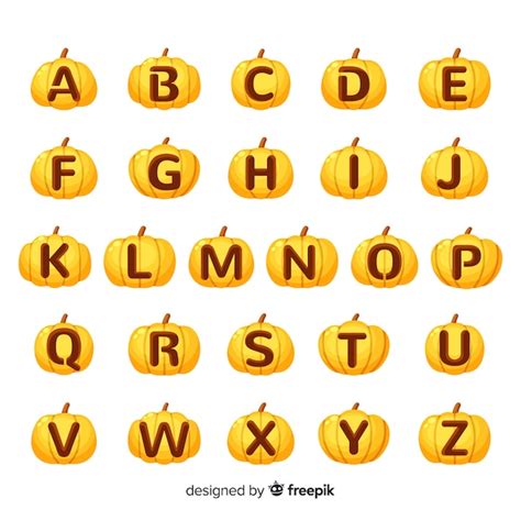 Halloween pumpkin carved with letters alphabet | Free Vector