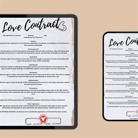 Couple Contract, Printable Love Contract, Digital Relationship Contract, Wedding Gift Couple ...