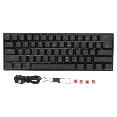 Mechanical Gaming Keyboard 61 Red Switches Keys Keyboard Portable LED Backlit Mini Keyboard for ...