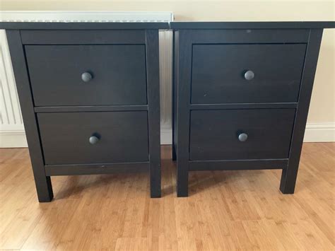 Ikea Hemnes - Pair of bedside tables, two drawers and in Black/Brown ...