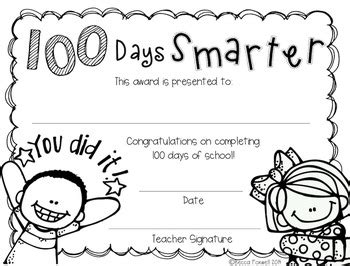 100 Days Smarter Award FREEBIE {100th day} by Foxwell Forest | TpT