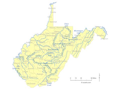 West Virginia Rivers Map