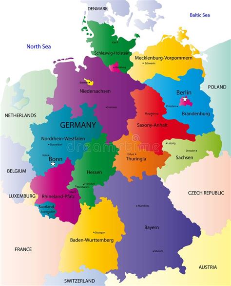 Map of Germany. Germany map designed in illustration with the regions colored in , #AFFILIATE, # ...