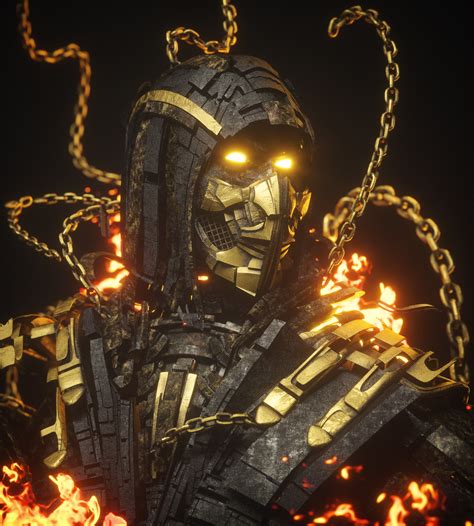 Wallpaper : billelis, dark, Mortal Kombat, Mortal Kombat 11, Scorpion character, gold 2500x2778 ...