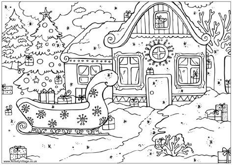 Christmas Coloring Pages - Winter Scene | Free christmas coloring pages ...