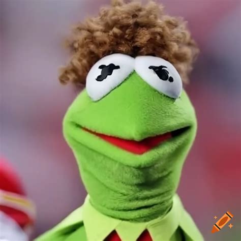 Kermit the frog as patrick mahomes meme on Craiyon