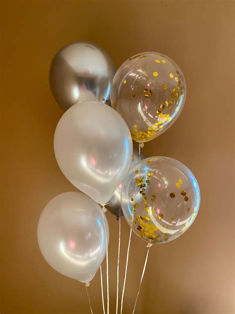 Pearl White Balloons Confetti Balloons Gold Confetti - Etsy