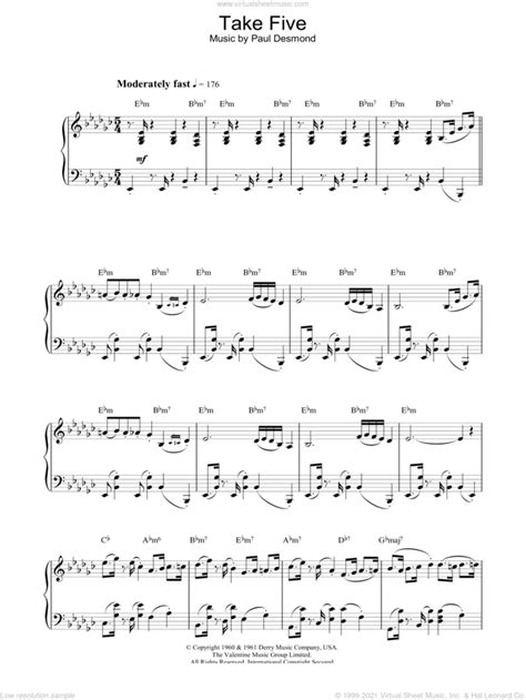 Take Five Sheet Music Dave Brubeck Piano Solo | ubicaciondepersonas ...