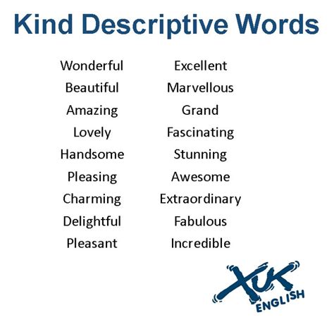 Kind Descriptive Words - here's some kind words to say to your family ...