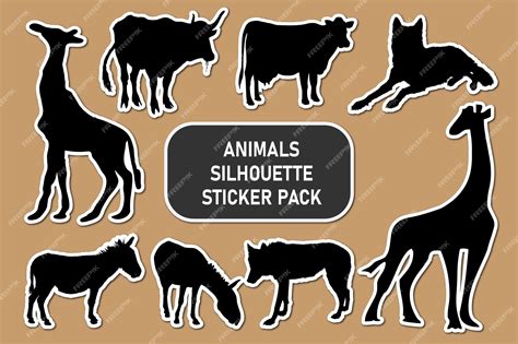 Premium Vector | Premium vector of animal sticker set silhouette vector