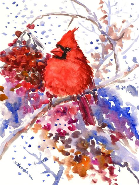 Cardinal Bird Original Watercolor Painting | Etsy | Watercolor painting ...