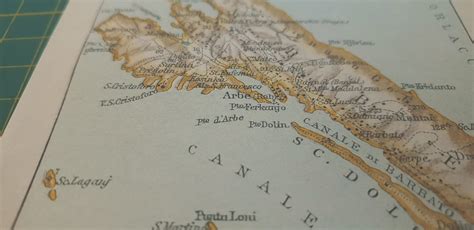 1915 Vintage Island of Rab Map