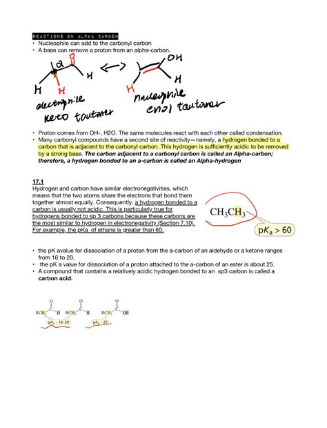 Summary of reactions on alpha carbon - Reactions on alpha carbon " Nucleophile can add to the ...