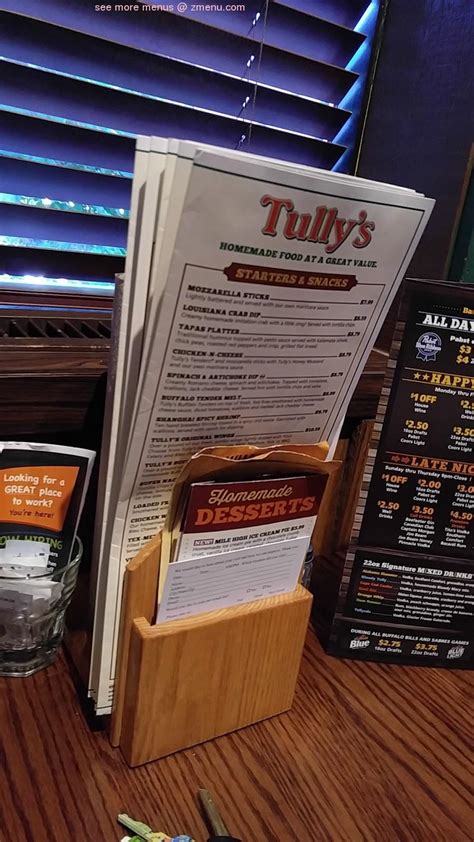 Online Menu of Tully's Good Times Batavia Restaurant, Batavia, New York, 14020 - Zmenu