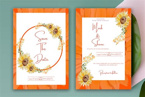 Sunflower Wedding Invitation Card Design - MasterBundles