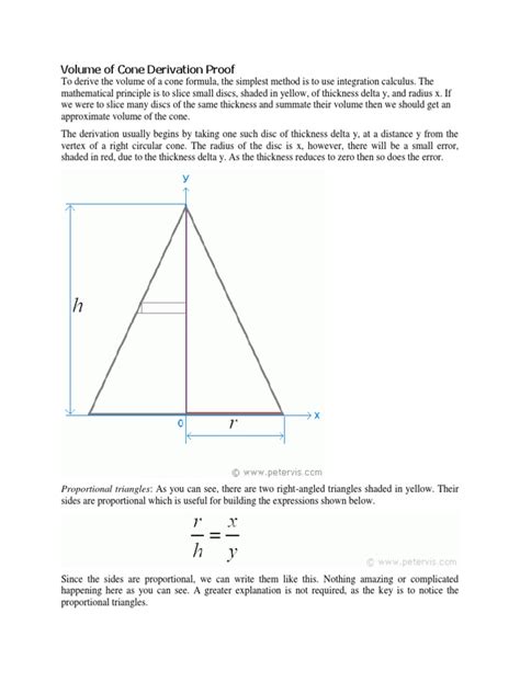 Volume of Cone Derivation Proof | PDF | Volume | Integral