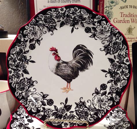 Red Rooster Farmhouse...Rooster Plate/Black, Red, White/Cracker Barrel | Rooster decor, Rooster ...