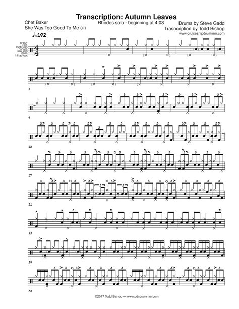 Cruise Ship Drummer!: Transcription: Steve Gadd - Autumn Leaves