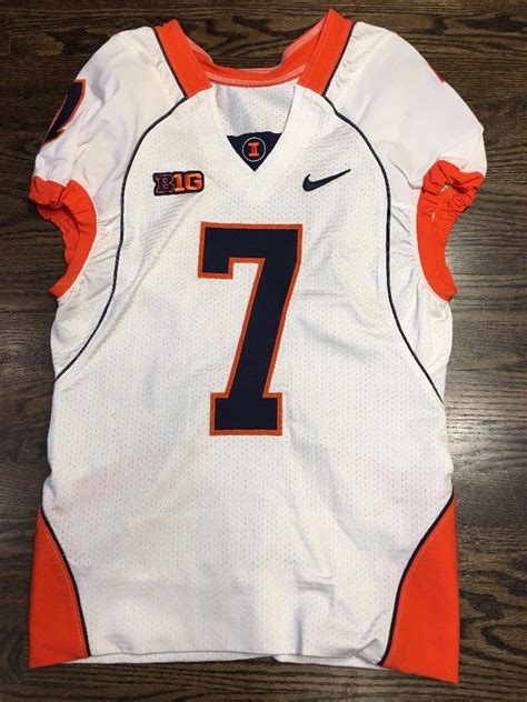 Game Worn Used Illinois Fighting Illini Football Jersey Nike #7 Size 42 ...