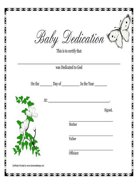 Free Printable Baby Dedication Certificate