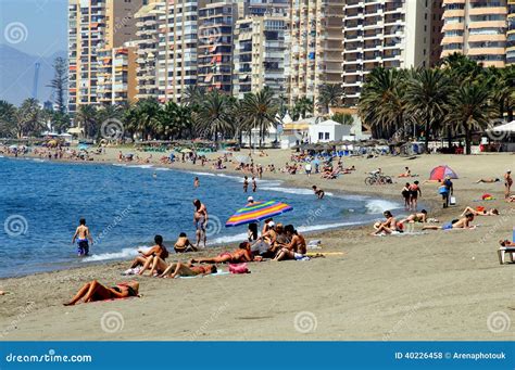 Beach, Malaga, Spain. editorial stock photo. Image of palm - 40226458