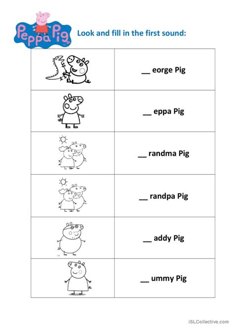 Peppa Pig Family (pre-school) video…: English ESL worksheets pdf & doc