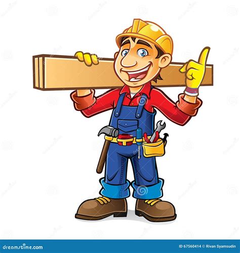 Cartoon Builder Idea stock vector. Image of mascot, denim - 67560414