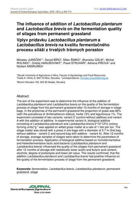 (PDF) The influence of addition of Lactobacillus plantarum and ...