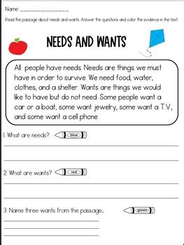 Needs and Wants Activities by Dana's Wonderland | TpT