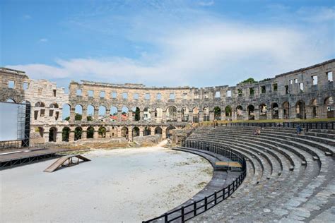 PULA, CROATIA - JULY 3, 2016: Inside of the Pula Arena Editorial ...