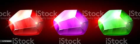 Gems Vector Set Of 3d Clipart Gems Isolated On Dark Background Stock ...