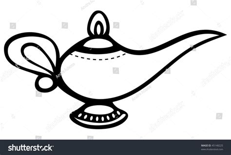 Cartoon Vector Outline Illustration Genie Lamp Stock Vector 45148225 - Shutterstock